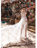 Off Shoulder Lace Tulle Beaded Wedding Dress